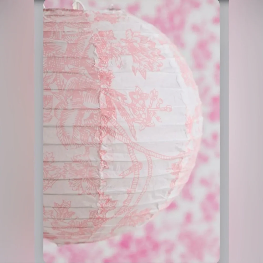 Urban Outfitters toile printed round paper Lantern pendant shad in pink